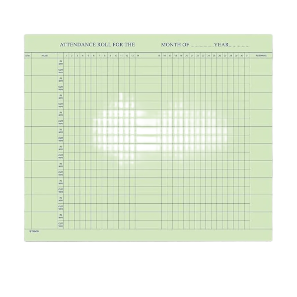 Personalized Attendance Register Back