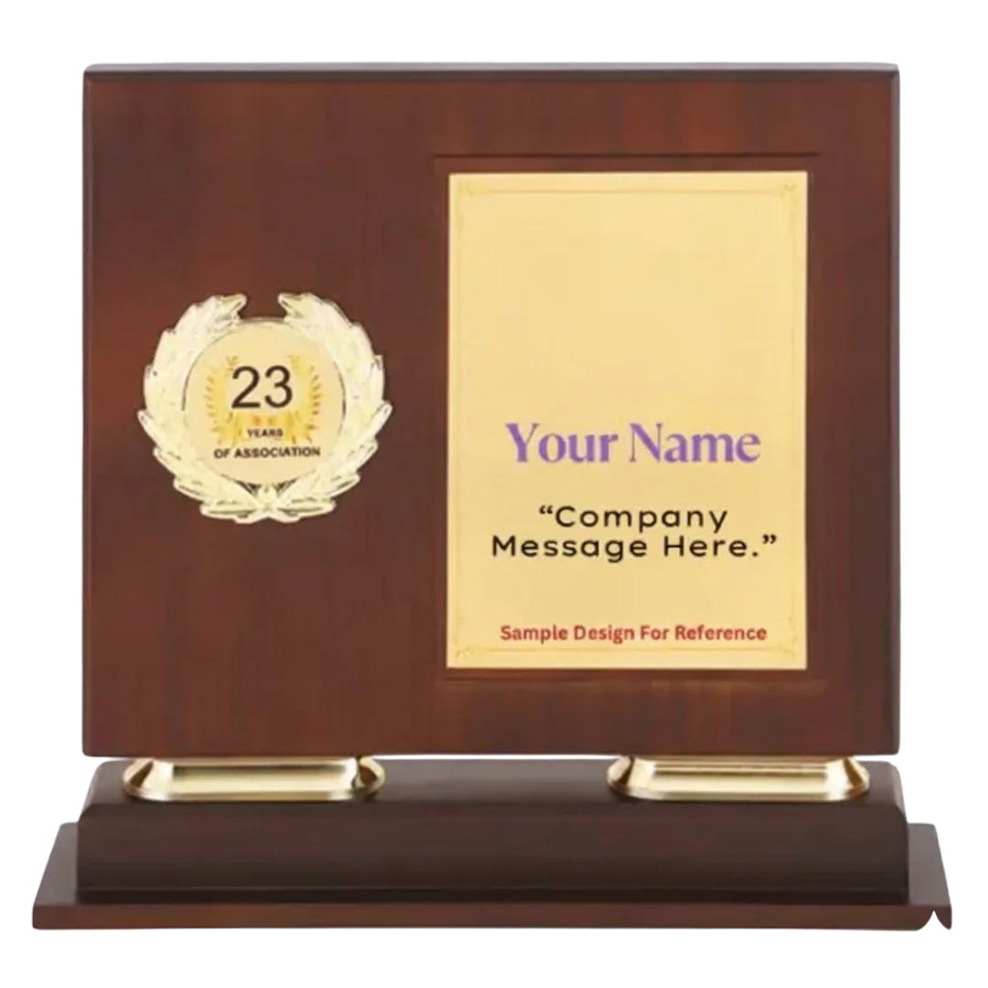 Custom Logo Wooden Trophy Side