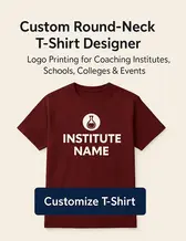 custom round neck t shirt for Coaching institutes schools colleges logo printing